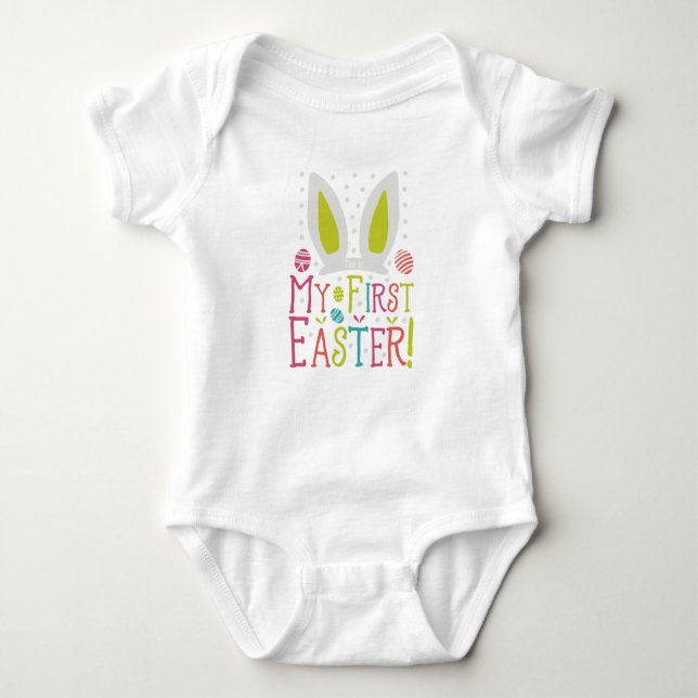 Sonnige Ohren mein erstes Ostern Baby Strampler (Vorderseite)