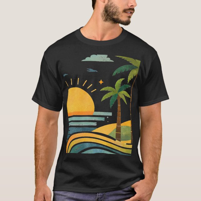 Sonnige Palmendämmerung T-Shirt (Vorderseite)