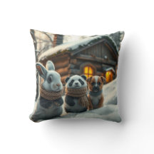 Sonnige, Panda & Puppenstück im Schnee Kissen und 