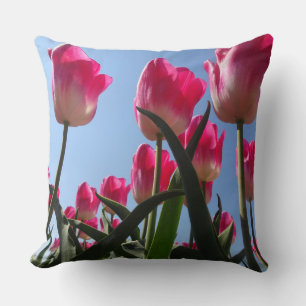 Sonnige Pink Tulips Nah-Up-Throw Kissen