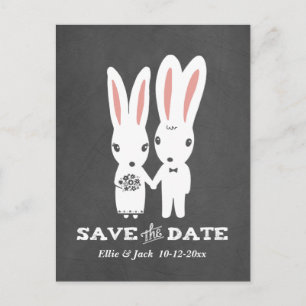 Sonnige Rabbits Hochzeit retten das Datum Ankündigungspostkarte