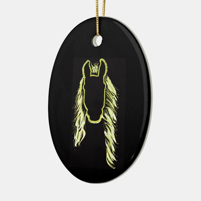 Sonnige Reflektionen eines Pferdes Keramik Ornament (Links)