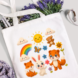 Sonnige Regenbogen-Tierfreunde-Tasche