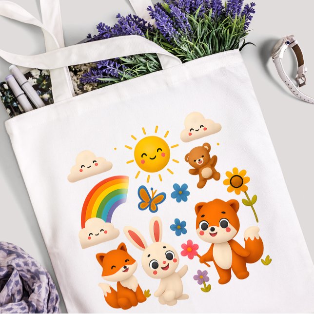 Sonnige Regenbogen-Tierfreunde-Tasche (Von Creator hochgeladen)
