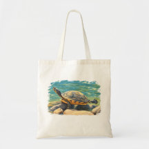 Sonnige Schildkröte auf Flussfelsen Naturkunst