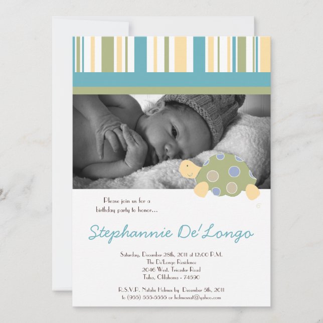 Sonnige Schildkrötensee Tierteich Geburtstagsfeier Einladung (Vorderseite)