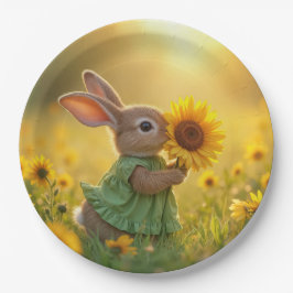 Sonnige Schläge einer gelben Sonnenblume Pappteller