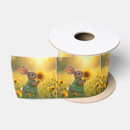 Sonnige Schläge einer gelben Sonnenblume Satinband