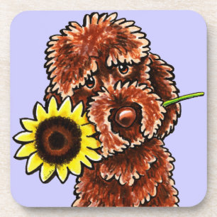 Sonnige Schokolade Labradoodle Weg-Leine Art™ Untersetzer