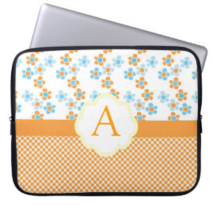 Sonnige Sommerblumen und Punkte-Monogramm, Initial Laptopschutzhülle