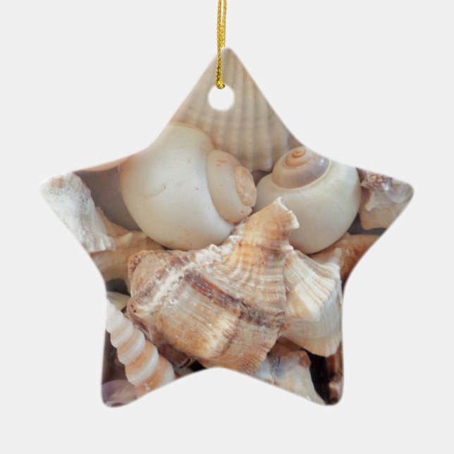 Sonnige Sommerhäuser, Muscheln Beach Liebe Keramik Ornament (Vorne)
