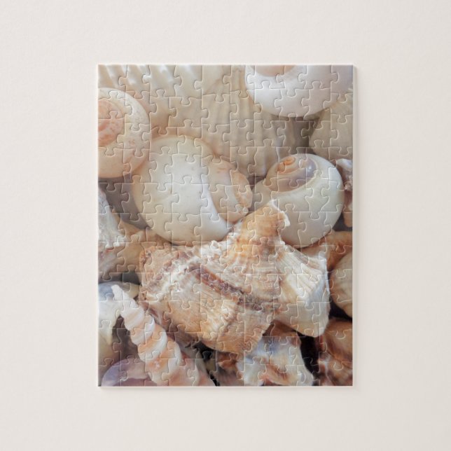 Sonnige Sommerhäuser, Muscheln Beach Liebe Puzzle (Vertikal)