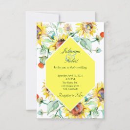 Sonnige Sonnenblumen Hochzeit Einladung