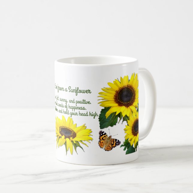 Sonnige Sonnenblumen Inspirationsquelle Tasse für  (VorderseiteRechts)