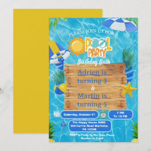 Sonnige Splash Joint Poolparty für Kinder Einladung