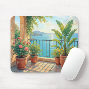 Sonnige Strandterrasse Mousepad
