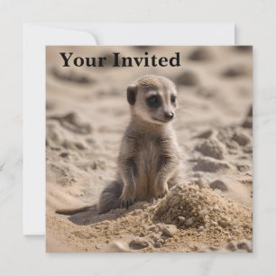 "Sonnige Tage: Baby Meerkat's Beach Adventure" Einladung