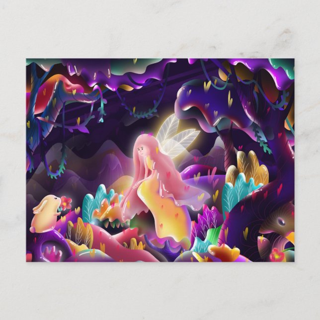 Sonnige und märchenhafte Postkarte (Vorderseite)