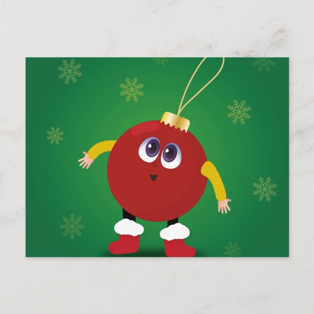 Sonnige und Niedliche Weihnachtsschmuck mit Schnee Postkarte (Vorderseite)