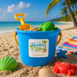 Sonnige Urlaubsziele Familienurlaub Quadratischer Aufkleber