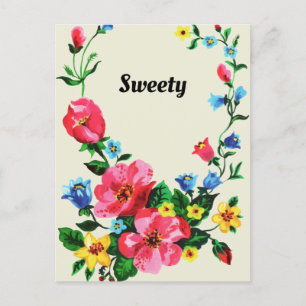 Sonnige Vintage Frühlingsflora Feiertagspostkarte