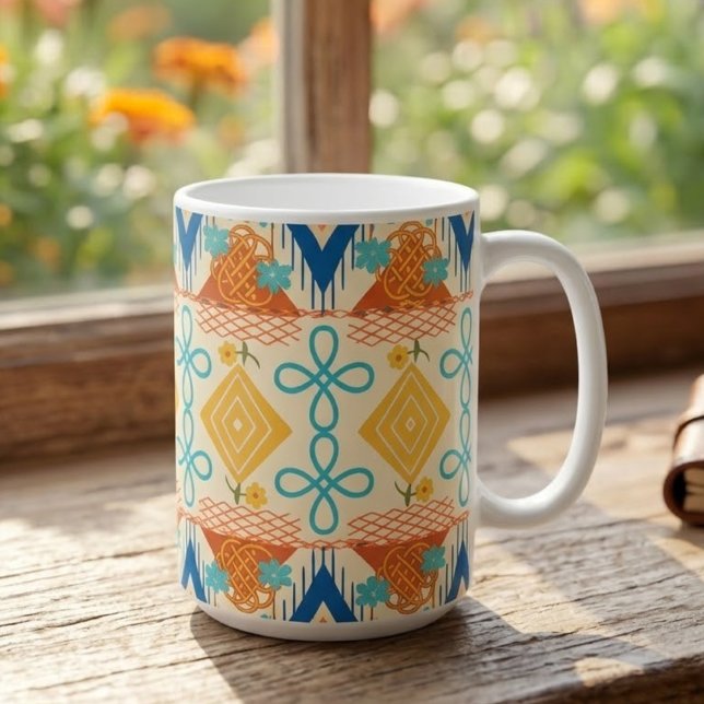 Sonnige Volkskunst Kaffeetasse (Von Creator hochgeladen)