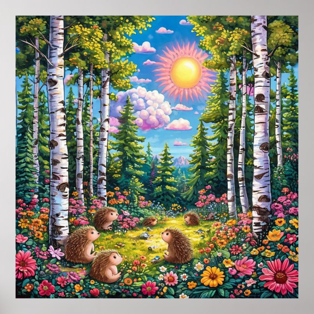 Sonnige Waldszene Poster (Vorne)
