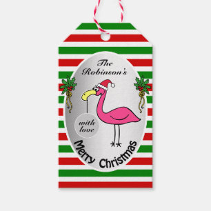 Sonnige Weihnachten Flamingo Rot und Grün Niedlic Geschenkanhänger