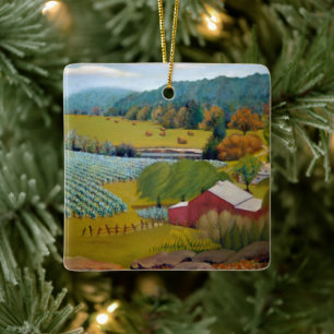 Sonnige Weinbergfarm Keramikornament