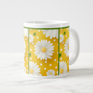 Sonnige weiße Gänseblümchen und Tupfen Jumbo-Tasse