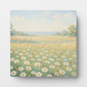 Sonnige weiße Gänseblümchen-Wiese Wildblumenfeld Fotoplatte