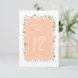 Sonnige Wildblume Hochzeit Tischnummer Peach ID102