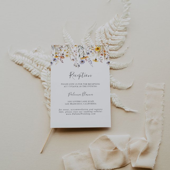 Sonnige Wildblume Hochzeitsempfang im Herbst Begleitkarte (Von Creator hochgeladen)