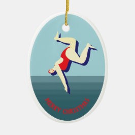 Sonnige wilde Schwimmerin Weihnachten Keramik Ornament