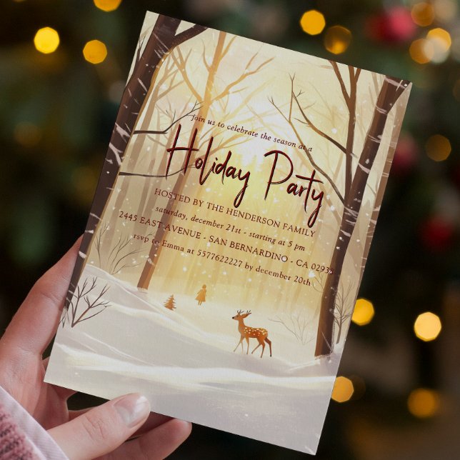 Sonnige Winterwälder und Hirschfest Einladung (Von Creator hochgeladen)