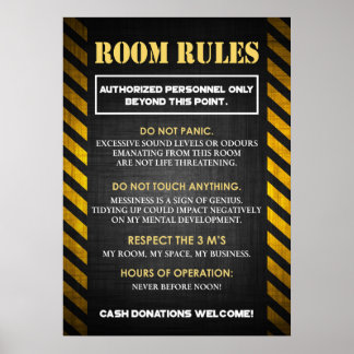 Sonnige Zimmerregeln für Teens Poster