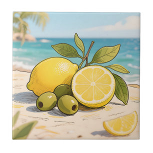Sonnige Zitrone Olive Strand Frisch Fliese