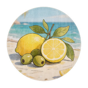Sonnige Zitrone Olive Strand Frisch Schneidebrett