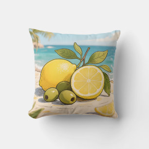 Sonnige Zitrone Olive Strand Frische Kissen