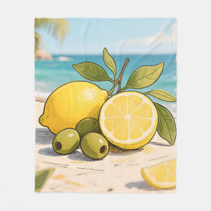 Sonnige Zitronen-Olive Beachside Fresh Fleecedecke