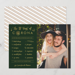 Sonnige zwölf Tage Corona Foto Gold Green Feiertagskarte