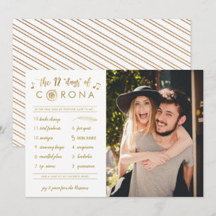 Sonnige zwölf Tage Corona Foto Gold Weiß Feiertagskarte