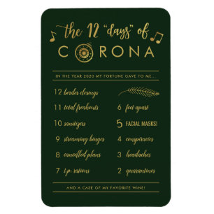 Sonnige zwölf Tage Corona   Gold Green Holiday Magnet