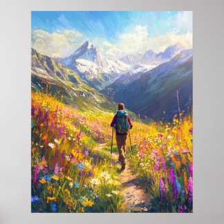 Sonniger Alpenweg — Sommerwandern inspiriert von M Poster