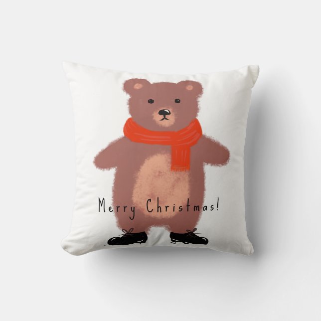 Sonniger Bär auf den Skaten im Winter Kissen (Vorderseite)