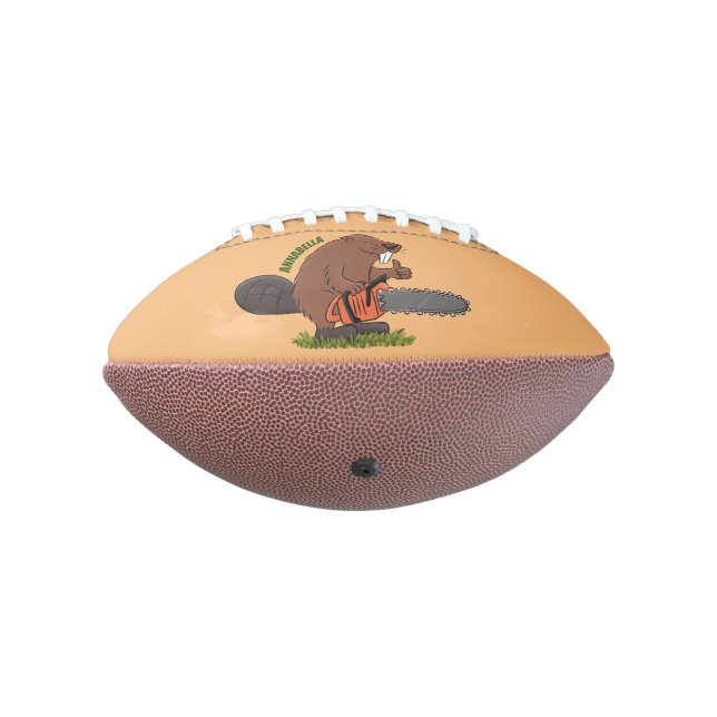 Sonniger Biber mit Kettensäge Cartoon Spaß Football (Gedreht 270)