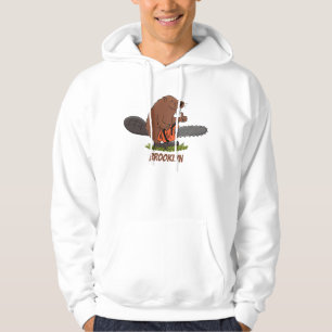 Sonniger Biber mit Kettensäge Cartoon Spaß Hoodie