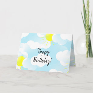 Sonniger blauer Sommerhimmel mit Wolken Geburtstag Karte