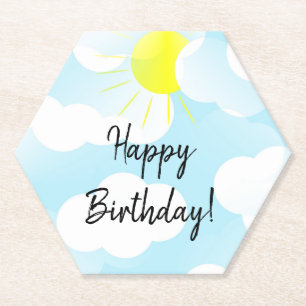 Sonniger blauer Sommerhimmel mit Wolken Geburtstag Untersetzer