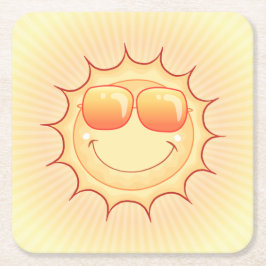 Sonniger Cartoon Rechteckiger Pappuntersetzer